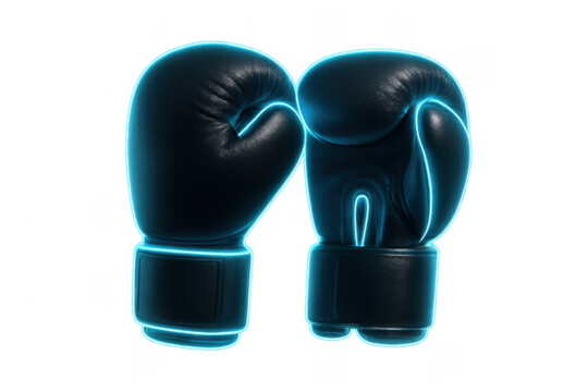 Black boxing gloves with glowing neon outlines