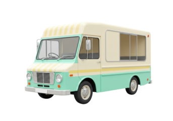 Isolated Ice Cream Truck, a pastel colored vehicle for a sweet summertime treat shop ride