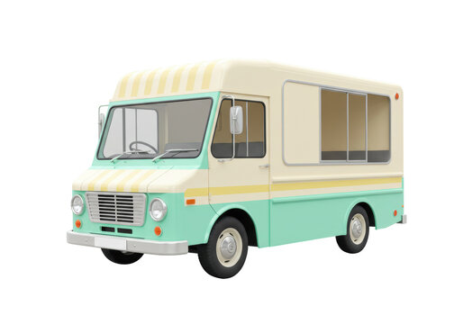 Isolated Ice Cream Truck, a pastel colored vehicle for a sweet summertime treat shop ride
