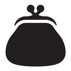 Black purse with coins vector icon illustration symbol design object for art sign set