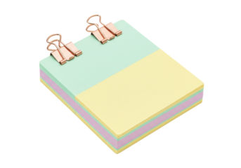 Isolated memo pad with binder clips for notes and organizing tasks for office desk
