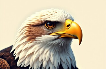 Naklejka premium A detailed illustration of a majestic bald eagle with a sharp gaze and vibrant yellow beak