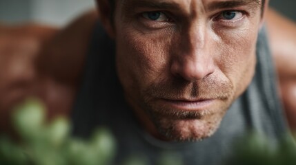 Fototapeta premium Strength and balance man performing pushups in indoor gym for fitness and wellness