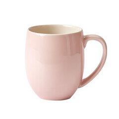 A simple, elegant, and modern pink ceramic mug with a comfortable handle, isolated on a clean transparent background, perfect for coffee or tea