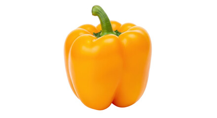 Isolated yellow bell pepper with a green stem for adding color and flavor to food dishes