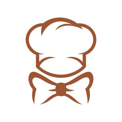 Stylized chef hat and bow tie graphic for culinary professionals and food businesses