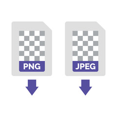 Png and jpg file format icons comparing raster image file types for digital use