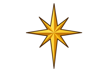 Golden Christmas star on a transparent background. Decoration. Holiday symbol.