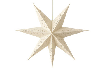 3D white Christmas star on a transparent background. Festive decoration. Home decor.