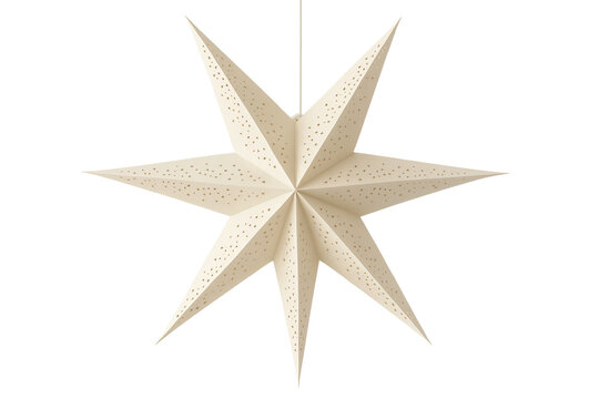 3D white Christmas star on a transparent background. Festive decoration. Home decor.