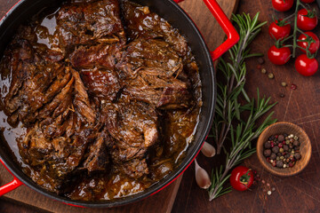 spicy braised beef, slow cooked meat stew