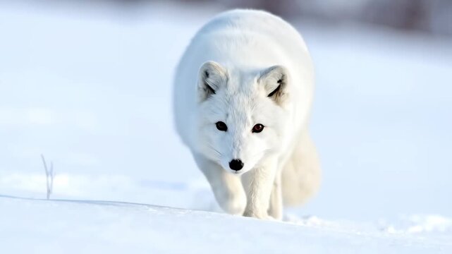 Majestic Arctic Fox Navigating Through a Pristine Winter Wonderland.