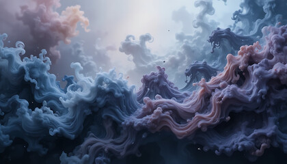 Abstract swirling clouds of vibrant purple blue and pink colors in soft light