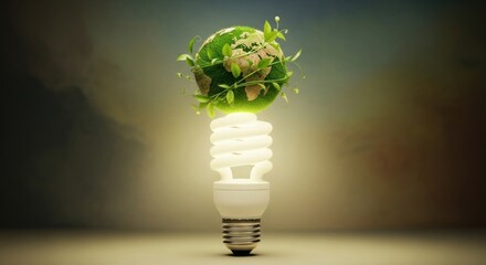 Green Planet Growing On Top Of A Light Bulb