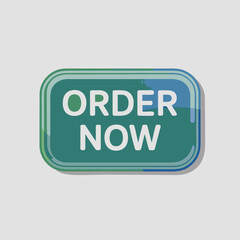 Glossy Teal Order Now Button Illustration with Shadow Effect Perfect for Website UI or App Call to Action Design on White Background