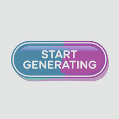 Modern illustrative digital button design with 'START GENERATING' text, gradient colors and soft shadow for interface element asset