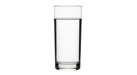 Isolated clear glass of fresh water drink for hydration on plain backdrop, studio shot
