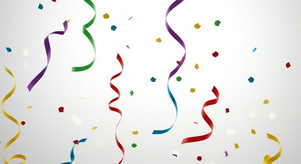 Colorful ribbons and confetti celebration
