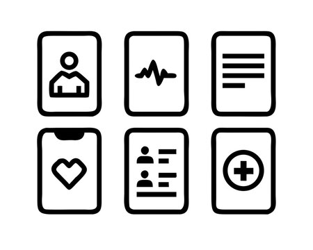 Medical records and health data icons
