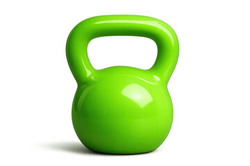 Green kettlebell for fitness and gym workout on transparent background