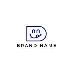 Fototapeta premium ILLUSTRATION LETTER D WITH SMILE GEOMETRIC LOGO ICON BLUE COLOR TEMPLATE SIMPLE MINIMALIST ELEMENT DESIGN SIMPLE VECTOR GOOD FOR APPS, BRAND 