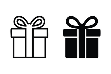 Outline and Silhouette Gift Box Icon Set, gifts christmas

