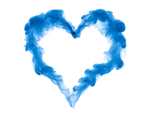 Blue smoke heart shape on transparent background