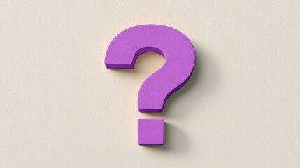 Minimal Pastel Question concept. 3D purple question mark against a textured background.