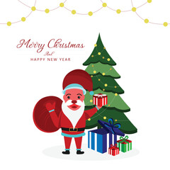 Santa Claus with Christmas tree and gifts