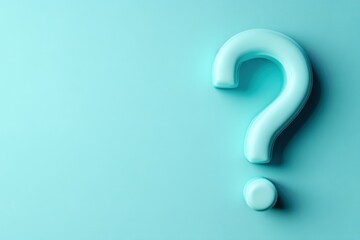 Minimal Pastel Question concept. A light blue question mark on a soft background.