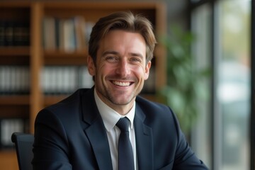 Fototapeta premium A photo of a lawer smile in the office