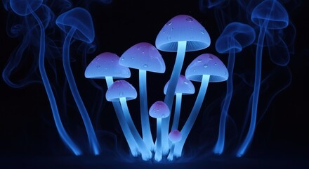Ethereal Glow Fungi Mysterious Forest Illumination