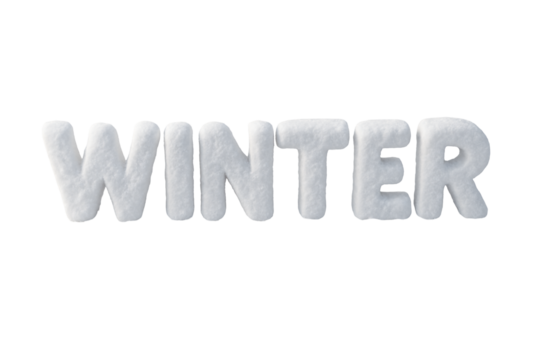 The 3D word "WINTER" made of snow on a transparent background. Winter season. - Powered by Adobe