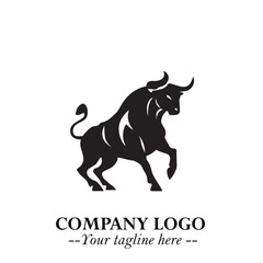 Bull Logo Symbol Black on White Background in Bold Powerful Minimalist Vector Design for Branding