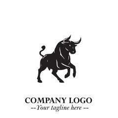 Bull Logo Symbol Black on White Background in Bold Powerful Minimalist Vector Design for Branding