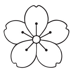 Cherry Blossom Outline Vector in Delicate Line Art Style for Spring, Nature, and Decorative Design