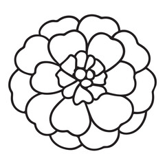 Marigold Flower Outline Vector in Clean Line Art Style for Festival, Nature, and Decorative Design