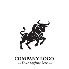 Bull Logo Symbol Black on White Background in Bold Powerful Minimalist Vector Design for Branding