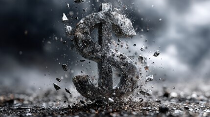 A dynamic visual representation of a dollar sign breaking apart, symbolizing the impact of financial change.