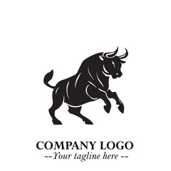 Obraz premium Bull Logo Symbol Black on White Background in Bold Powerful Minimalist Vector Design for Branding