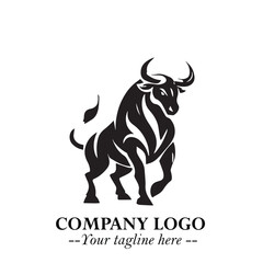 Bull Logo Symbol Black on White Background in Bold Powerful Minimalist Vector Design for Branding