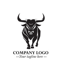 Bull Logo Symbol Black on White Background in Bold Powerful Minimalist Vector Design for Branding