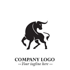 Bull Logo Symbol Black on White Background in Bold Powerful Minimalist Vector Design for Branding