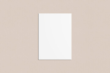 Blank white paper mock up isolated on soft background.  A4 size mock up. 3D illustration. 