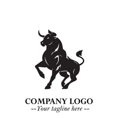 Bull Logo Symbol Black on White Background in Bold Powerful Minimalist Vector Design for Branding