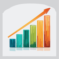 Colorful Bar Graph with Ascending Arrow Business Concept.