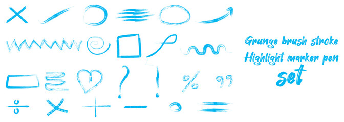 Chalk scribble doodle elements set for poster, social media.  Graphic set - arrows, circles, stars, sketch, highlighters. Vector illustration of kids or teens pencil drawing.