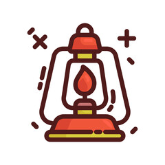 Vibrant Camp Lantern Icon with Warm Glow on Transparent Backdrop