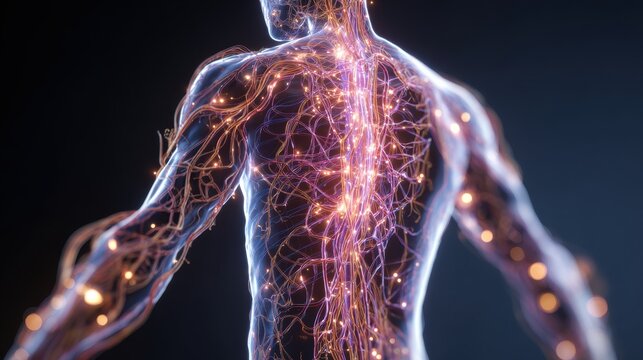 A stunning illustration of the human nervous system showcasing connectivity and vitality in a digital format.