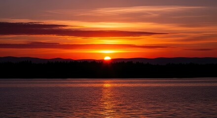 Naklejka premium sunset over the river